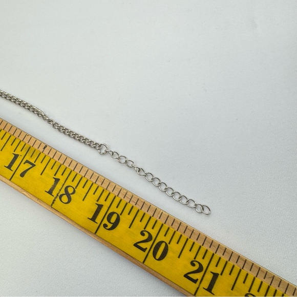 New Glass Stone Necklace Silver Tone Black Crystal 18.5–21.5” Statement - Picture 6 of 7